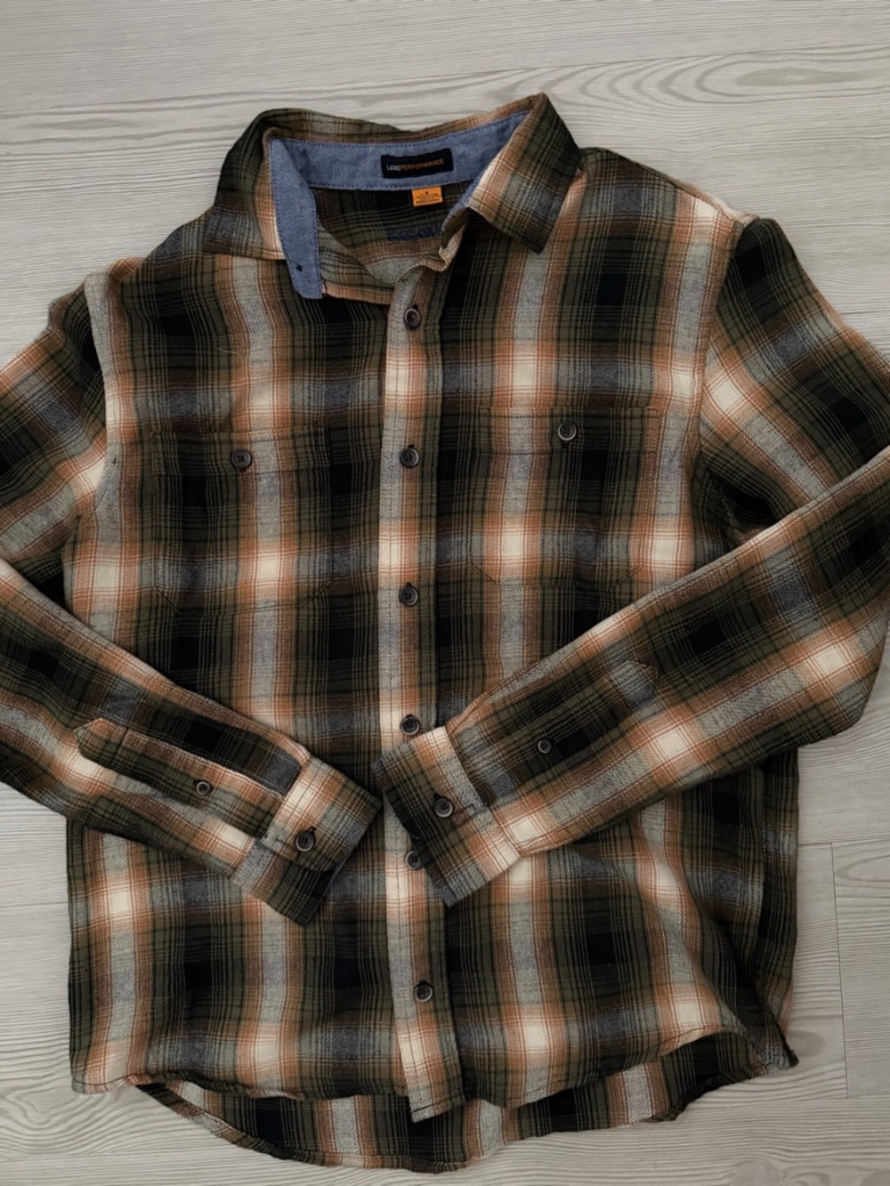 Tailor Vintage Luxe Performance Plaid Flannel Button Up Shirt Men Small